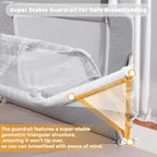 Baby Crib, 3-In-1 Folding Baby Crib Sleeper With Breathable & Visible Mesh Window, Washable Elastic Cloth Liner Cover Portable