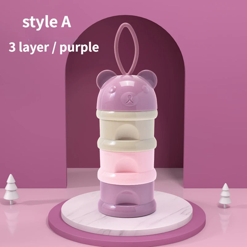 3/4 Layer Large Capacity Baby Milk Powder Box Portable Toddle Food Individual Storage Box Multi Open Snack Container Seale Tank