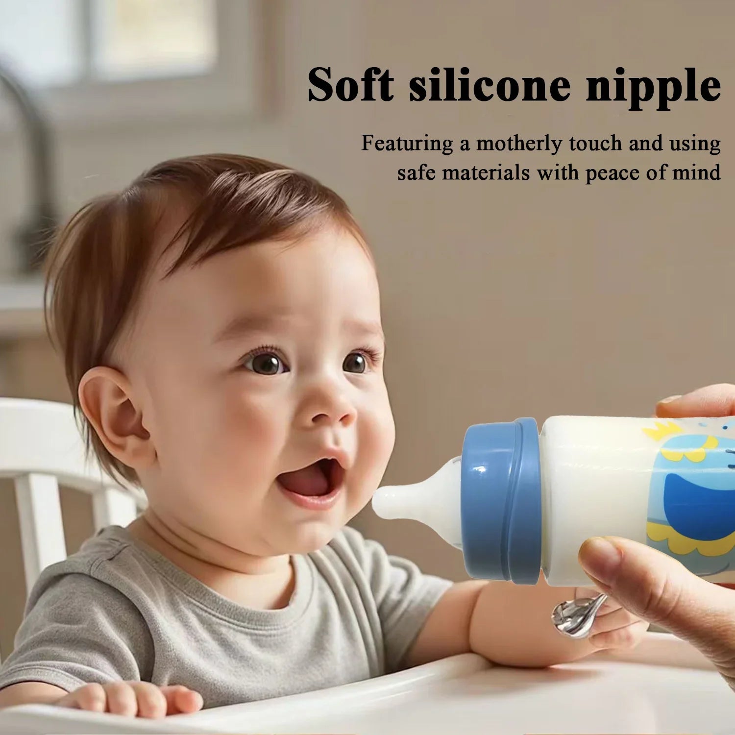 330ml Painted cartoon baby baby anti-choking Pp babybottle suitable set for newboms 0-24 months baby bottlemother and baby