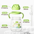 Anti-Colic Baby Water Cup Cartoon Baby Training Straw Cup with Double Handles Anti-Choking Training Cup for Boys and Girls