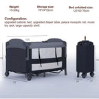 5-in-1 Baby Playpen Crib Bedside Sleeper with Diaper Table and Activity Center Foldable Multifunctional Infant Bed Winter Baby