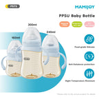MAMIJOY 160/240/300ml Baby Dot Anti-Colic＆Anti-Bloating PPSU Milk Bottle Kids Drinking Bottle＆Temperature Display Function PS73