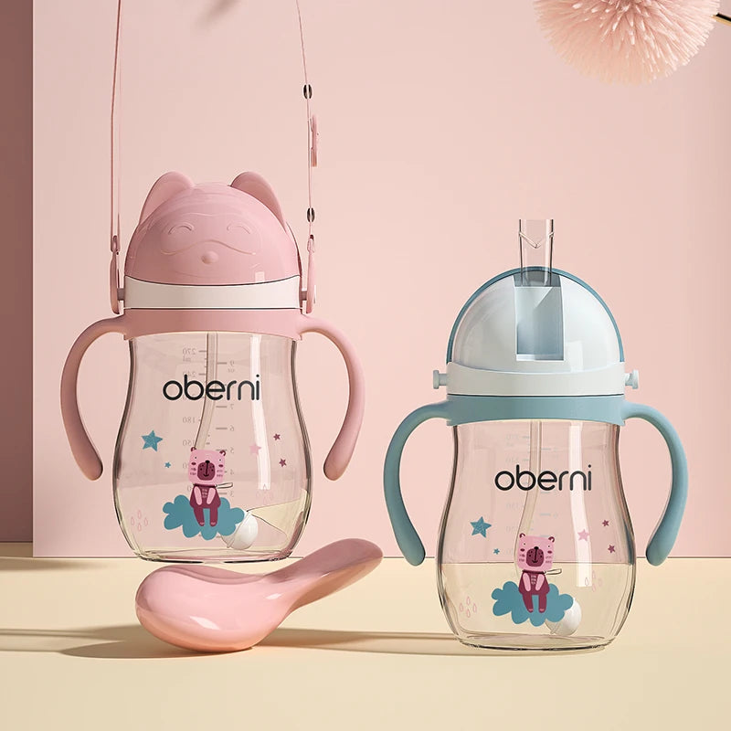 Oberni 270ml Tritan Kindergarten Baby Water Cup Leak Proof Gravity Ball Cute Baby Water Bottle For School