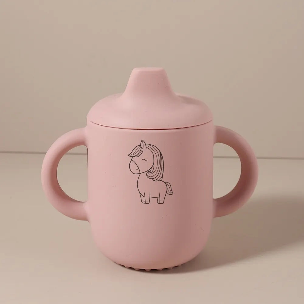 1PC Personalized Customization Name Pattern Silicone Sippy Cup for Babies/Toddlers Baby Cups Custom Water Bottle