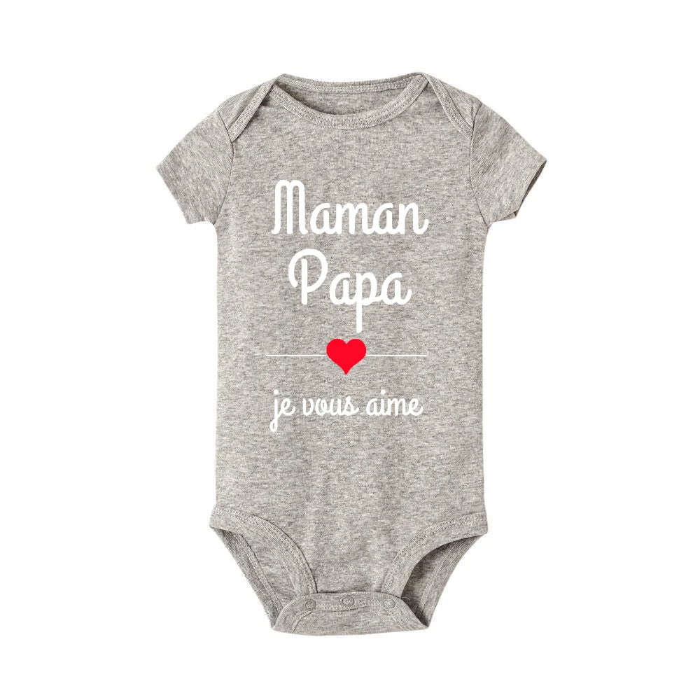 Body Bébé "Maman Papa Je Vous Aime" – Barboteuse à Message
