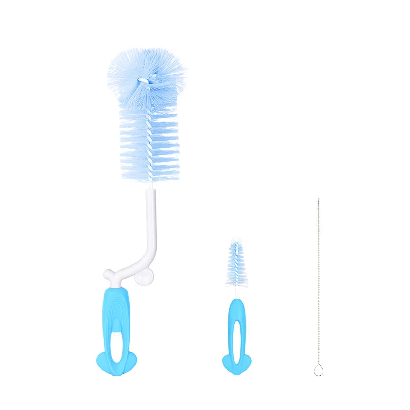 3 in 1 Set SAIDAH 360° Nylon Rotating Feeding Milk Bottle Brush Set