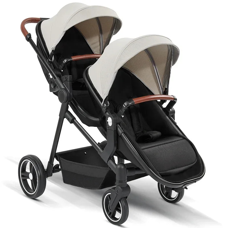 Foldable Double Seat Stroller Can Be Taken on Board Portable Twin Multifunctional Stroller Comfortable Lightweight Twin Stroller