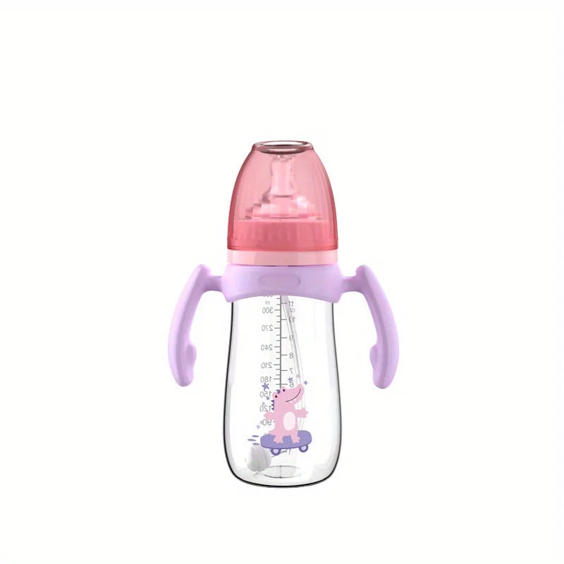 300ml baby bottle, specially designed for infants, easy to hold and clean, with handles for convenient outdoor use
