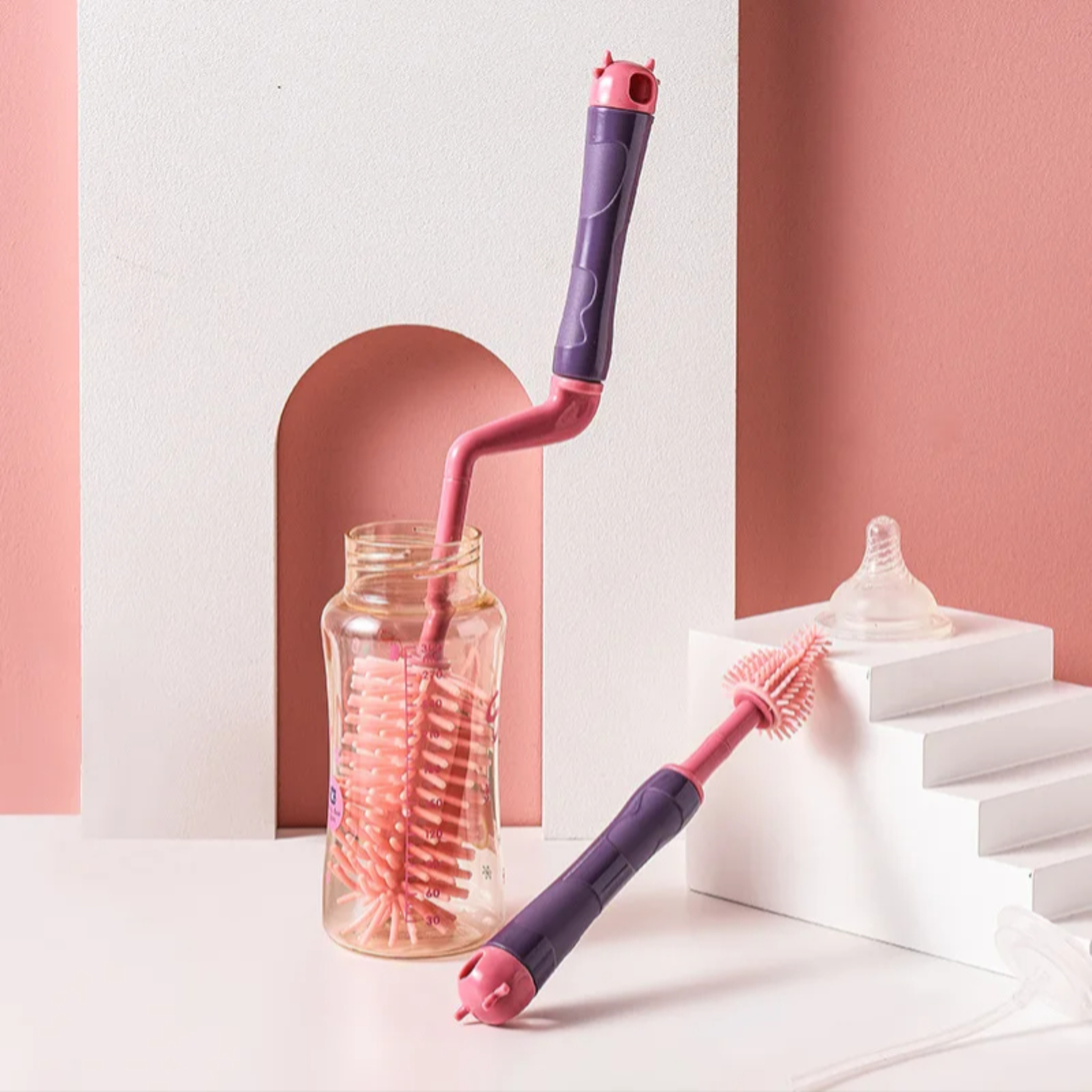 Brosse en silicone 360° pour biberons et pailles