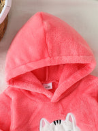 2025 New Style Baby Girls Autumn/Winter Pink Plush Hoodie Sweatshirt Cartoon Cat & Trousers For 1-3Y Casual Cute Set