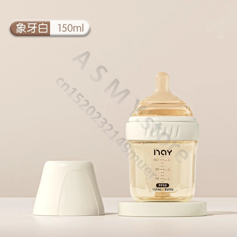 PPSU baby bottle, wide caliber, anti bloating and anti choking, baby learning drink cup, children's milk straw cup