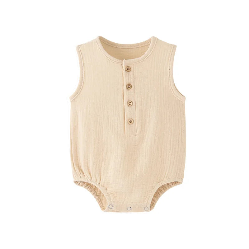 Body Bébé 100 % Coton & Lin – Barboteuse Sans Manches