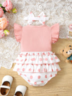 Robe Bébé Fille – Pois & Broderie Ours