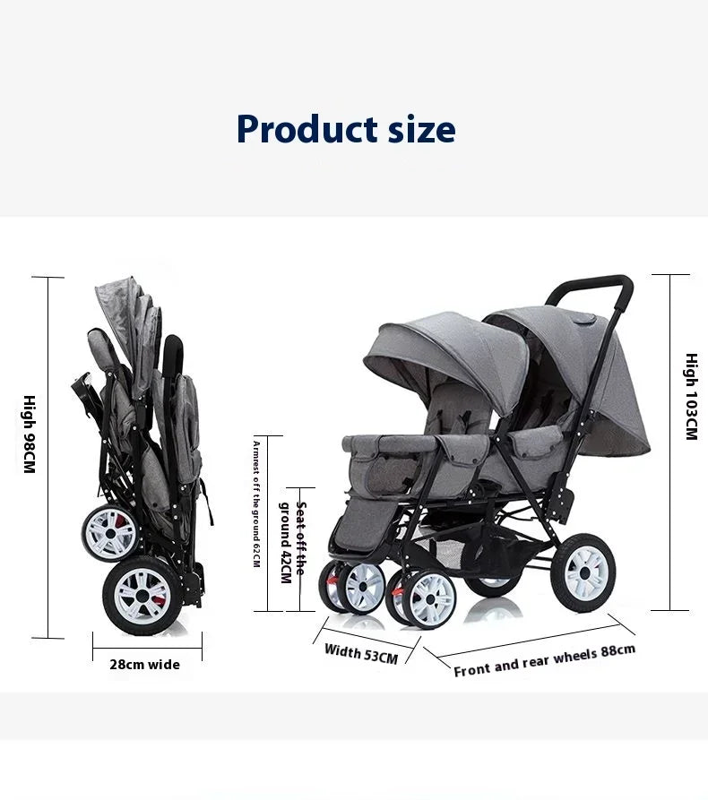 EU STOCK Twin strollers kids two seats strollers foldable carriage wholesale baby stroller Front and rear seats
