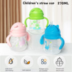 Anti-Colic Baby Water Cup Cartoon Baby Training Straw Cup with Double Handles Anti-Choking Training Cup for Boys and Girls