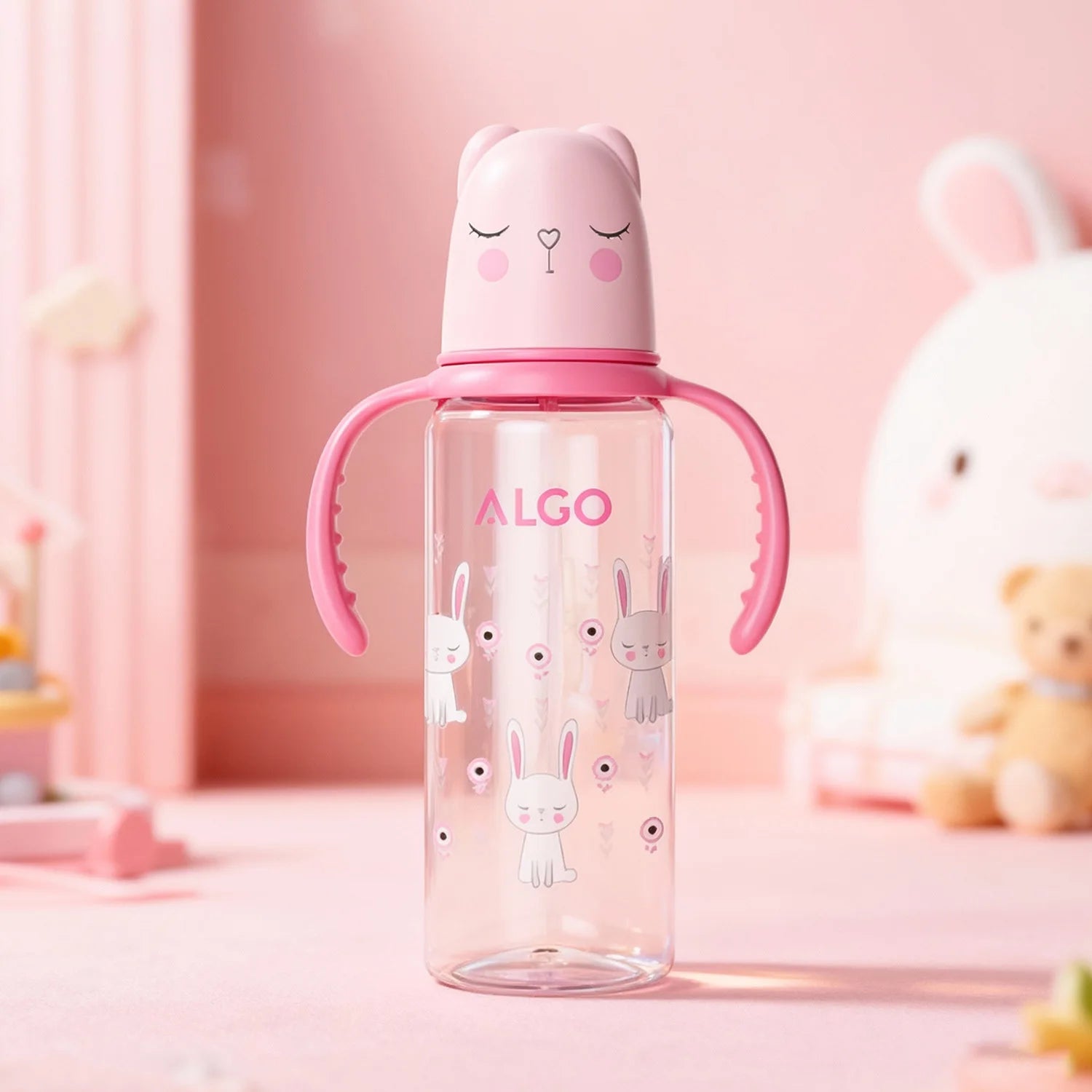 The new straight-body baby bottle, cute with handle, anti-flatulence standard mouth 240ml baby bottle, Christmas gift