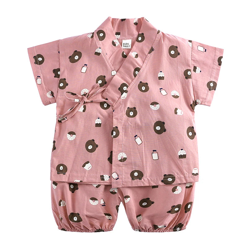 Pyjama Bébé Été 2 Pièces – Haut Cartoon & Short Confortable