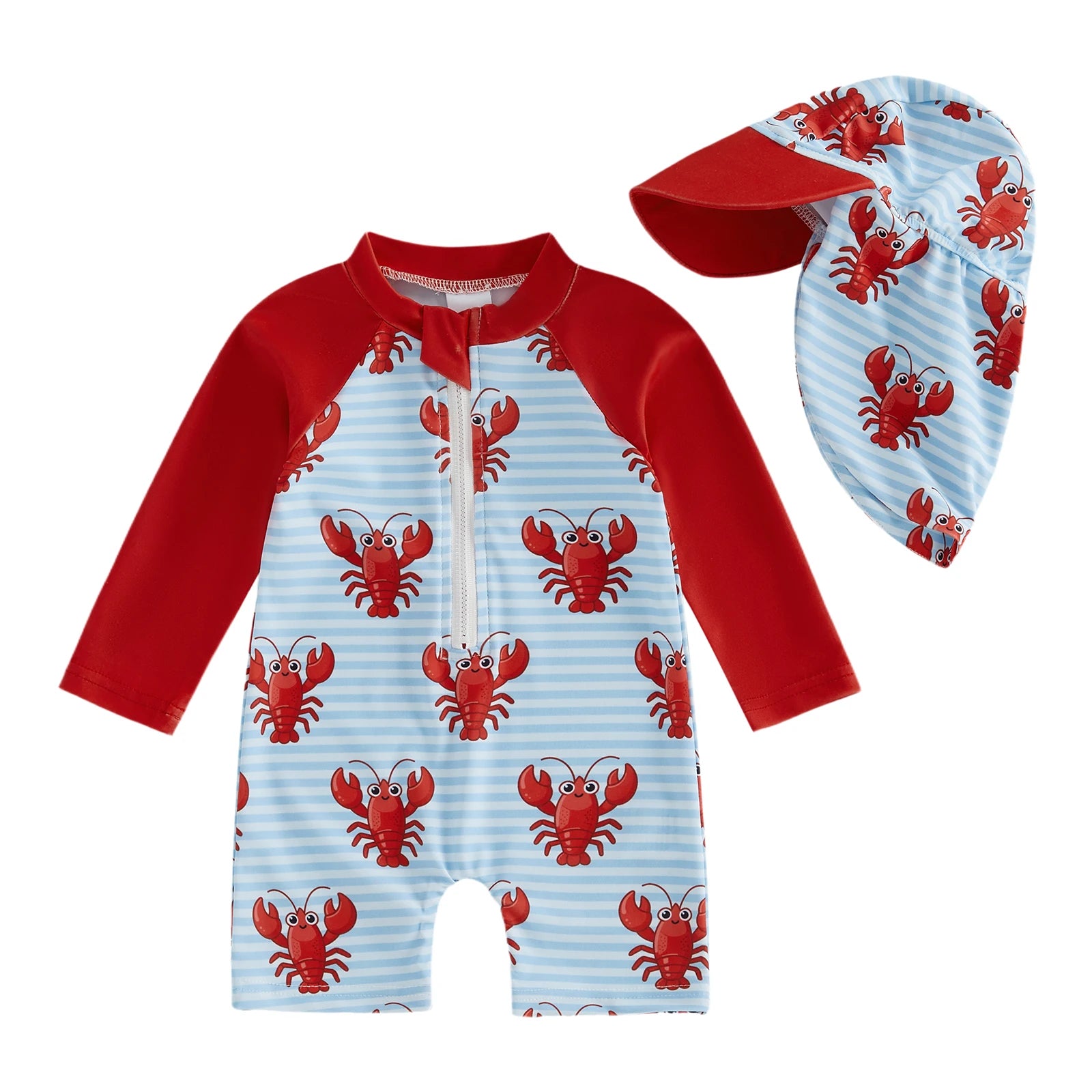 Maillot de Bain Bébé Garçon Anti-UV – Manches Longues avec Chapeau