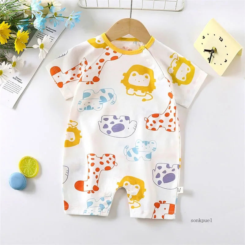 Barboteuse Bébé Cartoon – Body Été en Coton Léger Manches Courtes