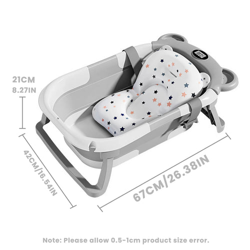 Baignoire Bébé Pliable – Avec Thermomètre & Coussin Flottant