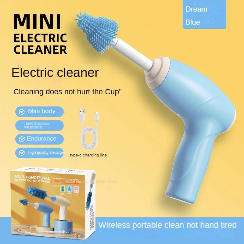 Electric bottle brush, silicone brush, portable bottle cleaner, egg beater, multifunctional complementary feeding machine