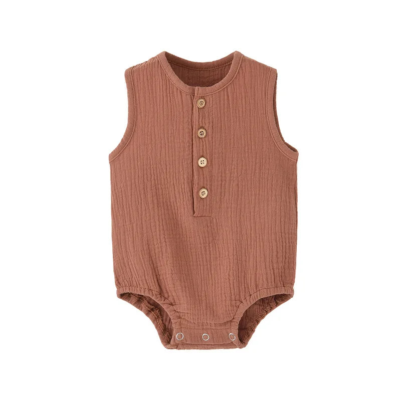 Body Bébé 100 % Coton & Lin – Barboteuse Sans Manches