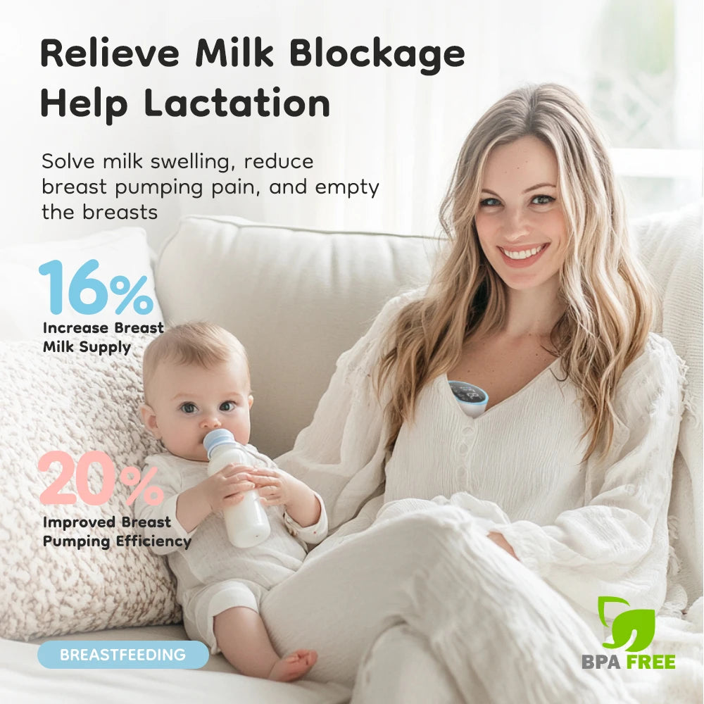 MAMIJOY 2PCS Wearable Electric Breast Pumps 4 Modes＆12 Levels Hands Free Breast Pump 40dB Low Noise Free 19/24mm Flange DEB26D