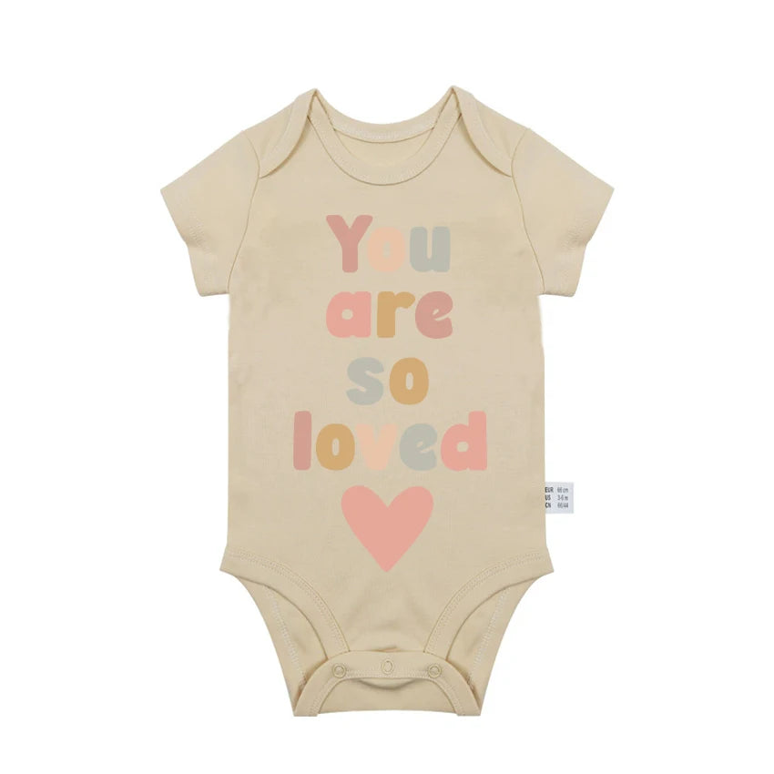 Newborn Baby Summer Rompers Infant Bodysuits Short Sleeve Jumpsuit “You Are So Loved” Baby Boy Girl Clothes Cotton  0-24 Months