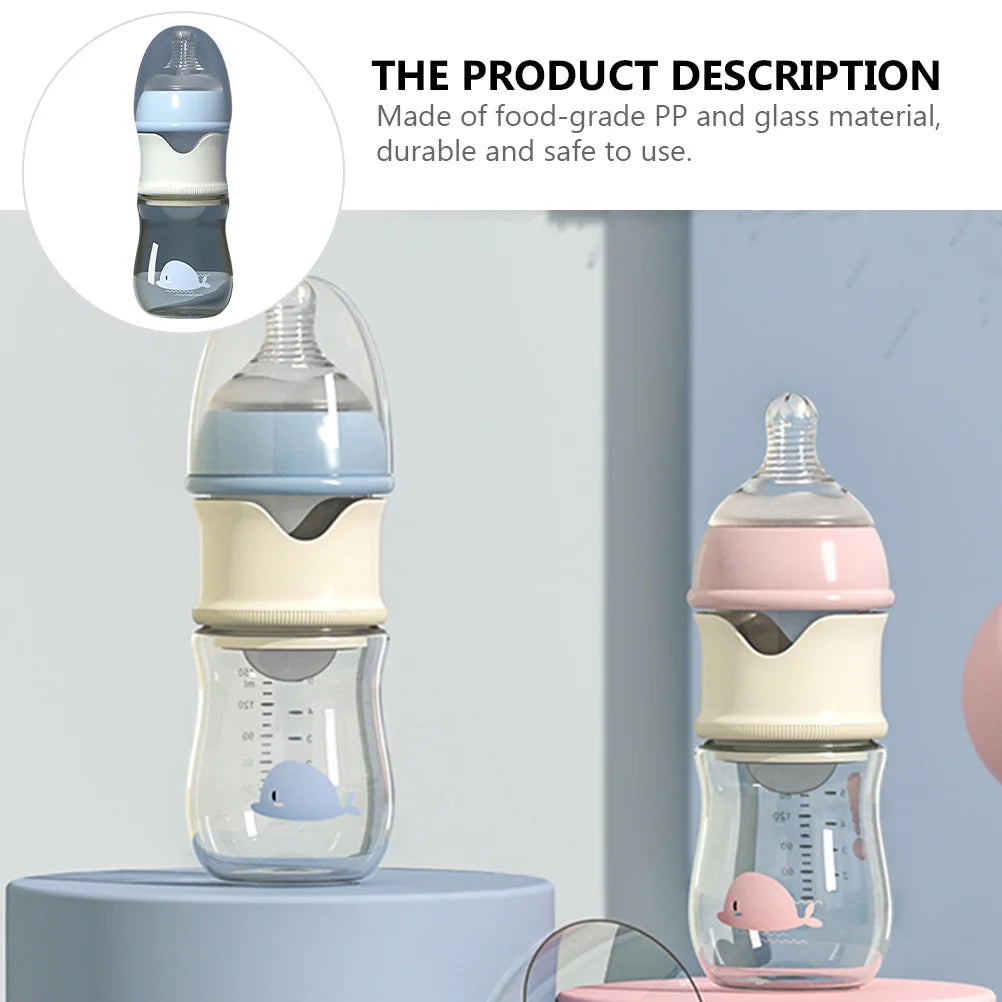 Wide Nursing Bottle Glass PP Material Portable Detachable Easy Clean Infant Feeder for Travel Outdoor Use Baby Feeding