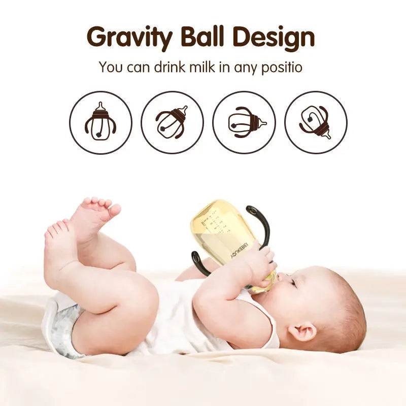 300ML PP Baby Feeding Bottle Children with Gravity Ball Learning Cup 2-4 Years Kids Water Cup Multifunctional Children Bottle