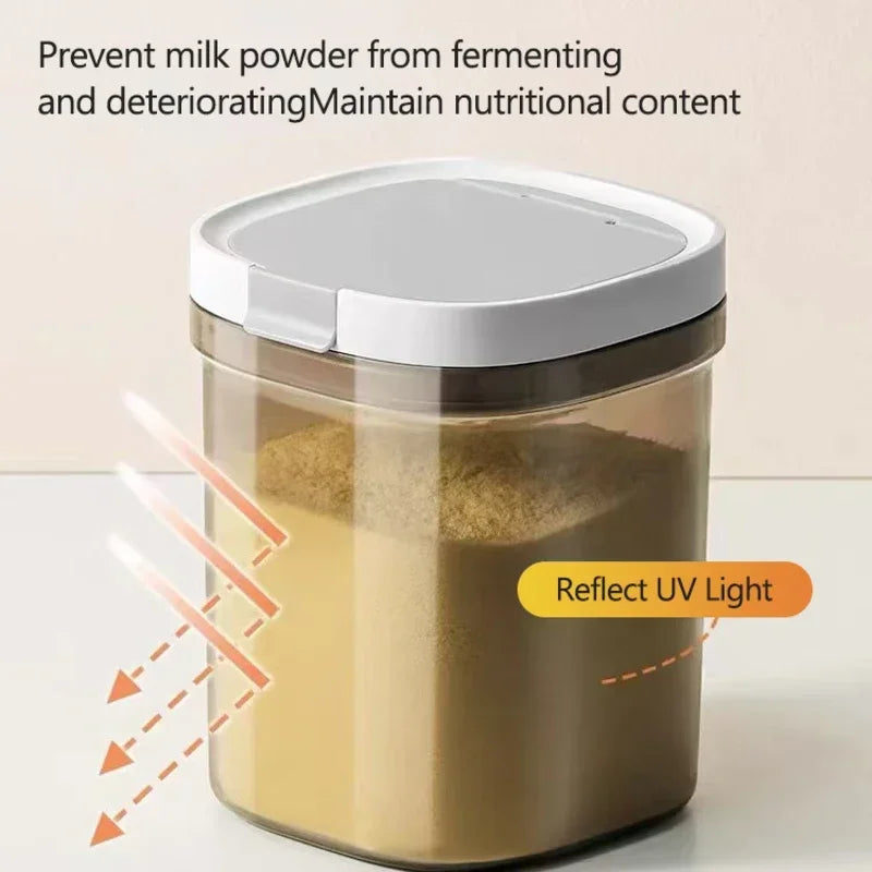 Three-in-one infant formula milk powder storage container  Magnetic key sealed fresh and multi-capacity