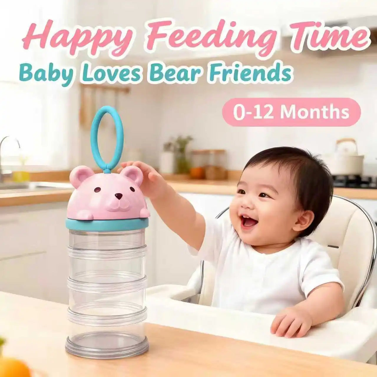 4-layer portable compartmental milk powder box, baby fruit complementary food box, very suitable for outdoor use