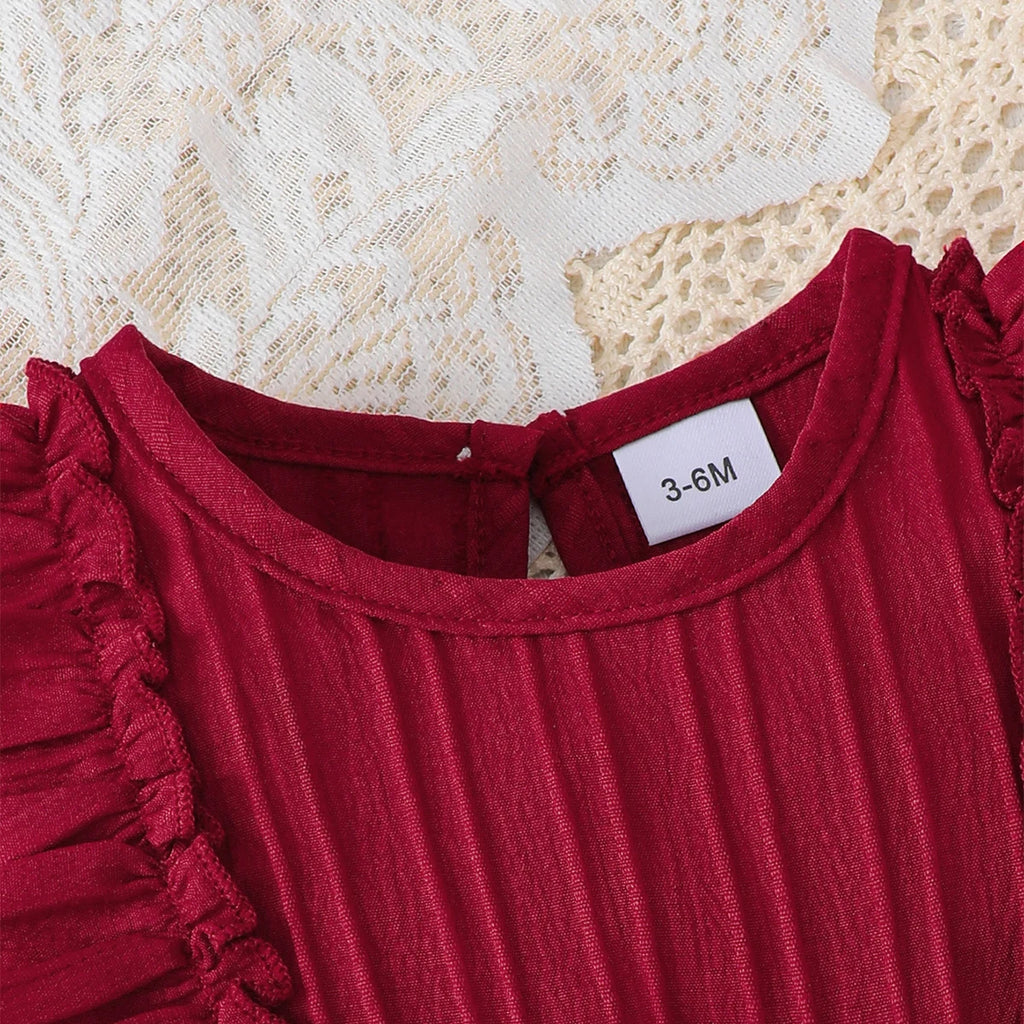 Robe Bébé Fille Été – Sans Manches avec Volants & Bandeau