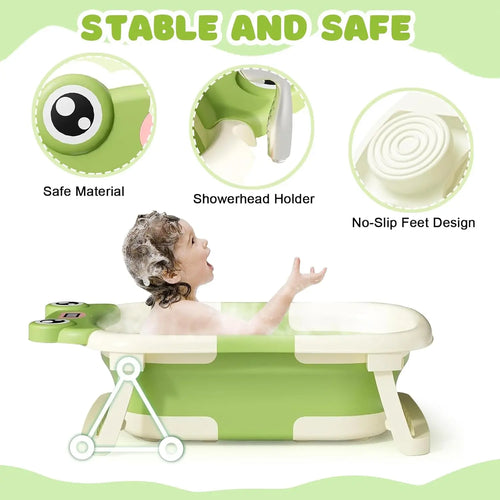 Baignoire Bébé Pliable – Avec Coussin de Bain & Accessoires