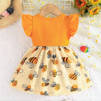 Robe Bébé Fille Jaune – Motif Abeille & Bandeau Assorti