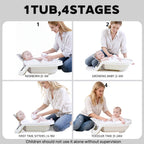 4-in-1 Newborn Baby Bath, Reclining All-in-1 Baby Bath Seat Adjusts as Baby Grows,Portable Bathtub Baby Bath Essentials (Grey)
