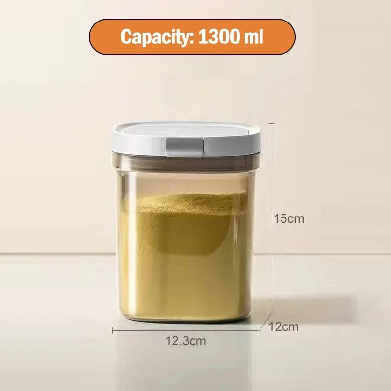 Three-in-one infant formula milk powder storage container  Magnetic key sealed fresh and multi-capacity