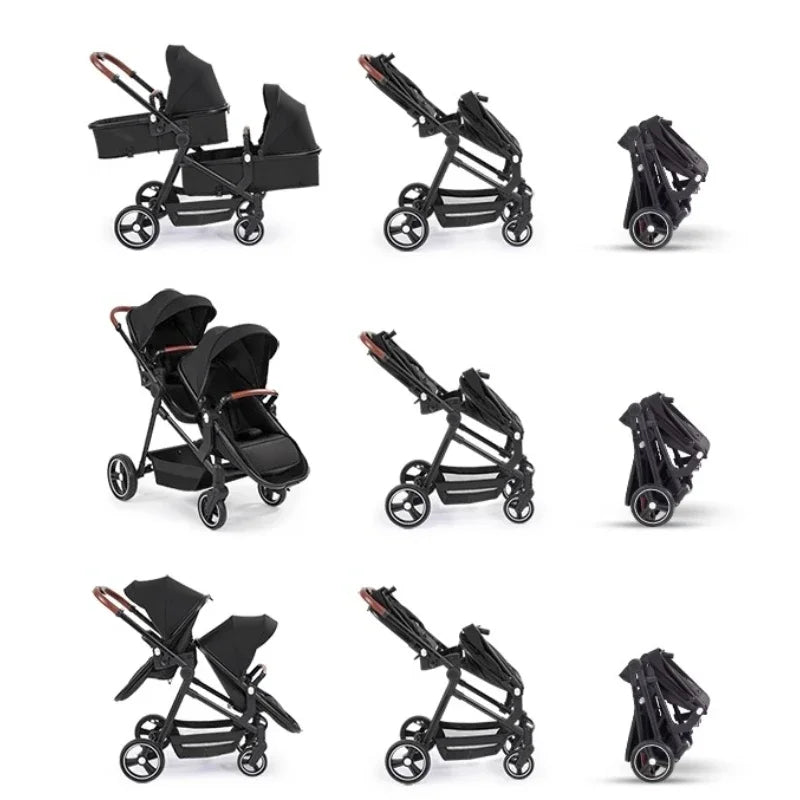 Foldable Double Seat Stroller Can Be Taken on Board Portable Twin Multifunctional Stroller Comfortable Lightweight Twin Stroller