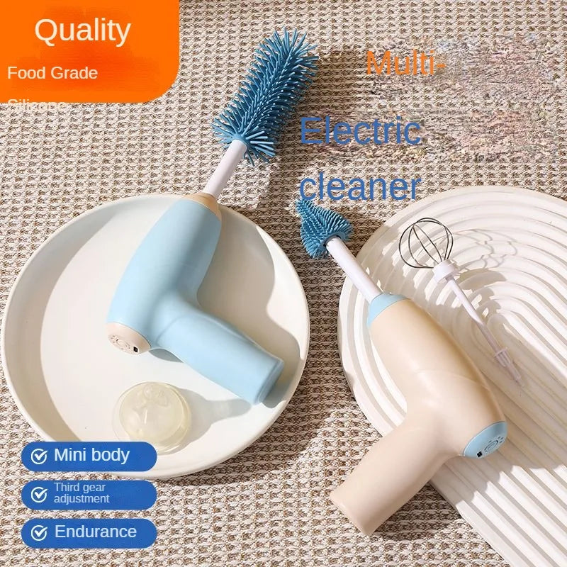 Electric bottle brush, silicone brush, portable bottle cleaner, egg beater, multifunctional complementary feeding machine