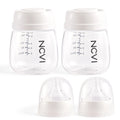 NCVI Breast Milk Storage Bottles, Baby Bottles with Nipples and Travel Caps, Anti-Colic, BPA Free, 2 Count,White