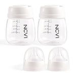 NCVI Breast Milk Storage Bottles, Baby Bottles with Nipples and Travel Caps, Anti-Colic, BPA Free, 2 Count,White