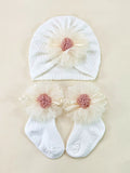 Ensemble Bébé Fille – Bonnet Nœud & Chaussettes
