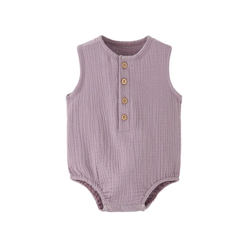 Body Bébé 100 % Coton & Lin – Barboteuse Sans Manches