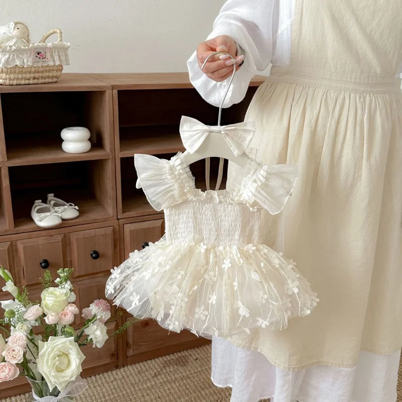 Barboteuse Bébé Fille Princesse – Dentelle Fleurie Élégante