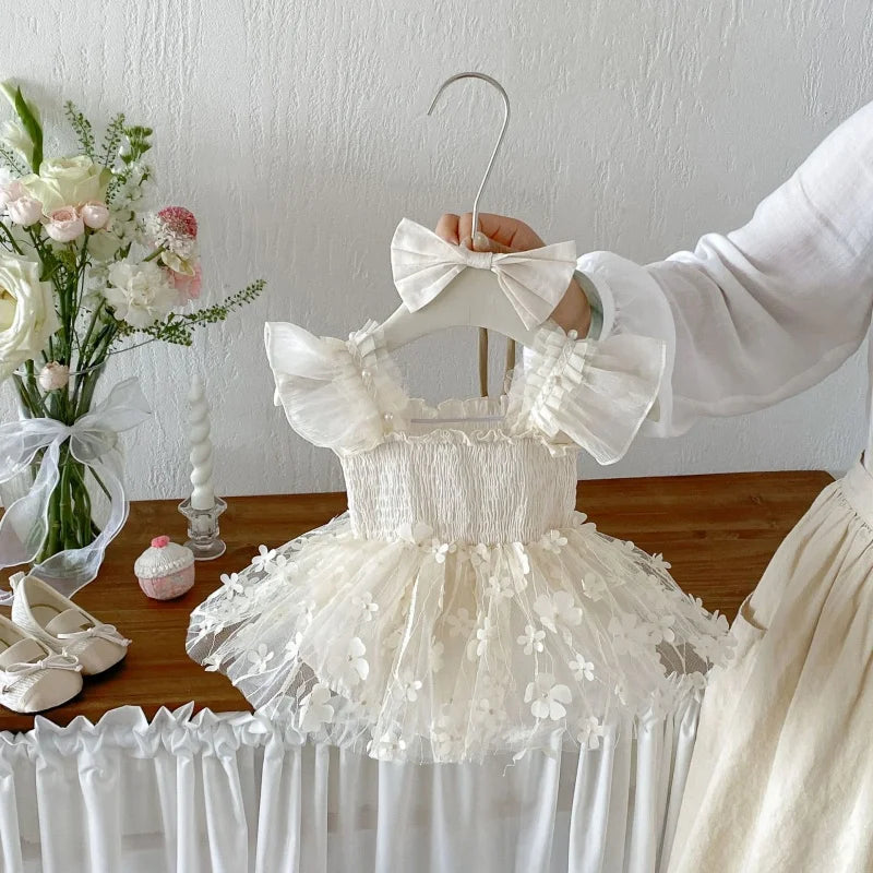 Barboteuse Bébé Fille Princesse – Dentelle Fleurie Élégante