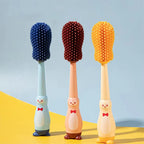 4 In 1 Set Baby Bottle Brush Multi-Fuction Cleaner Silicone Straw Pacifier Milk Bottle Cup 360 Degree Penguin Silicone Brush