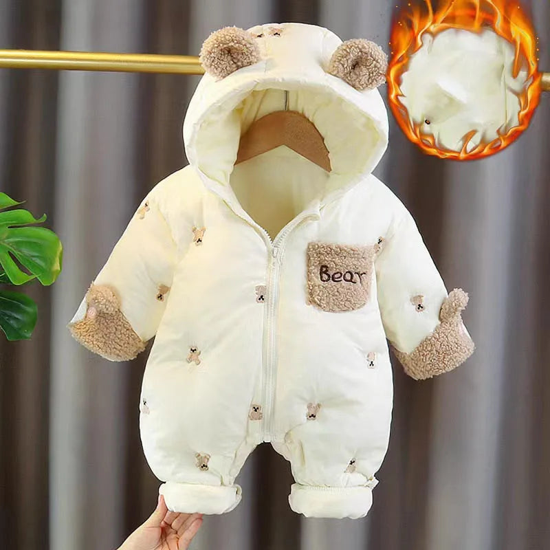 Combinaison bébé hiver chaude à capuche – doublure polaire