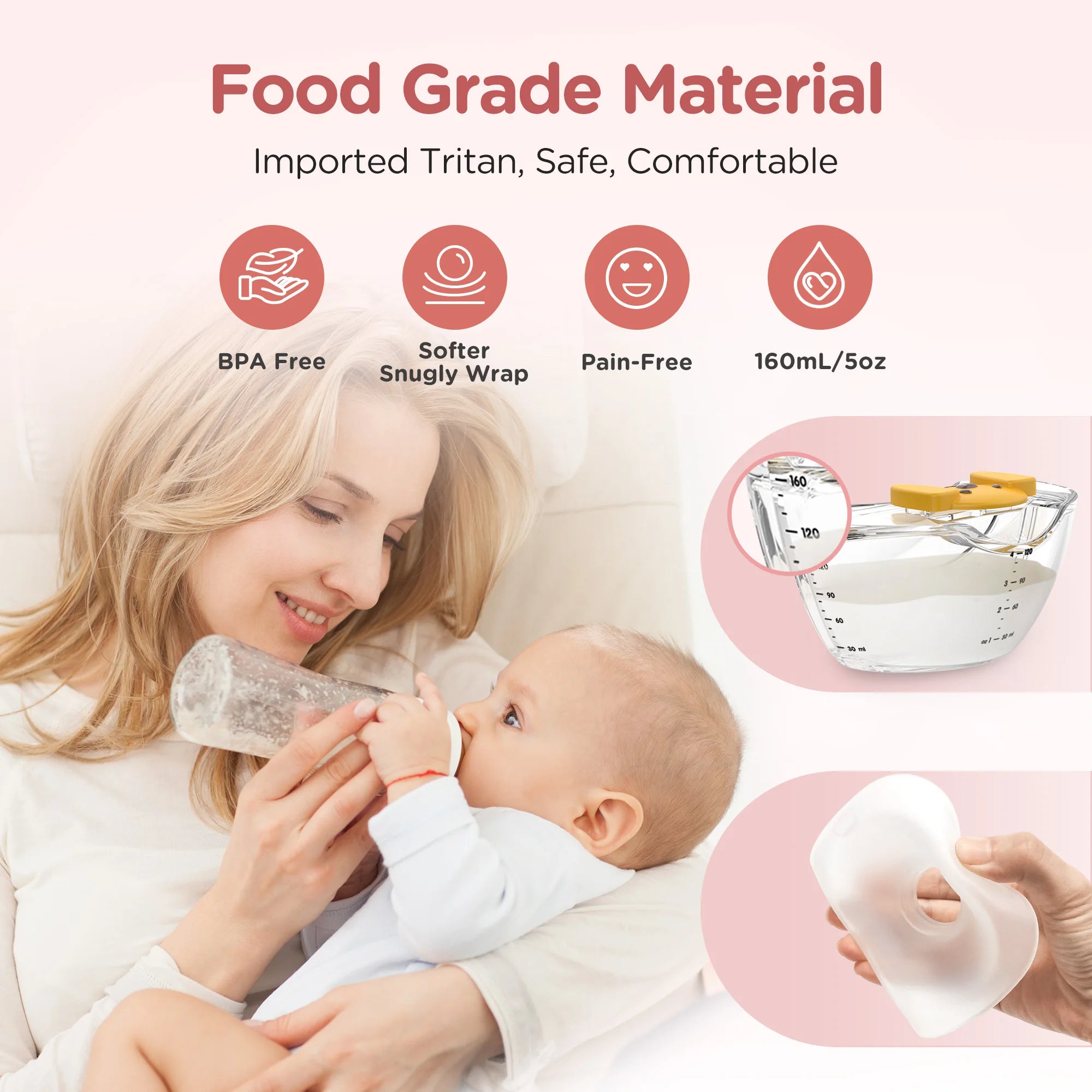 Wearable Breast Pump Electric Breastpumps Hands Free Comfort Milk Collector Lightweight with LED Display 3 Modes & 12 Levels