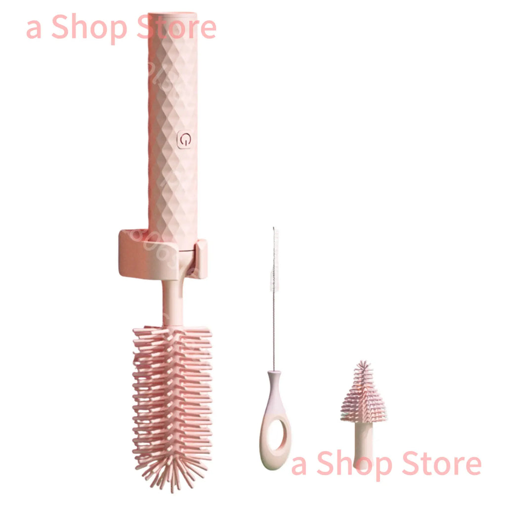 Portable 360 Silicone Bottle Washer Brush Travel Cleaner Set Electric Baby Bottle Cleaning Brush