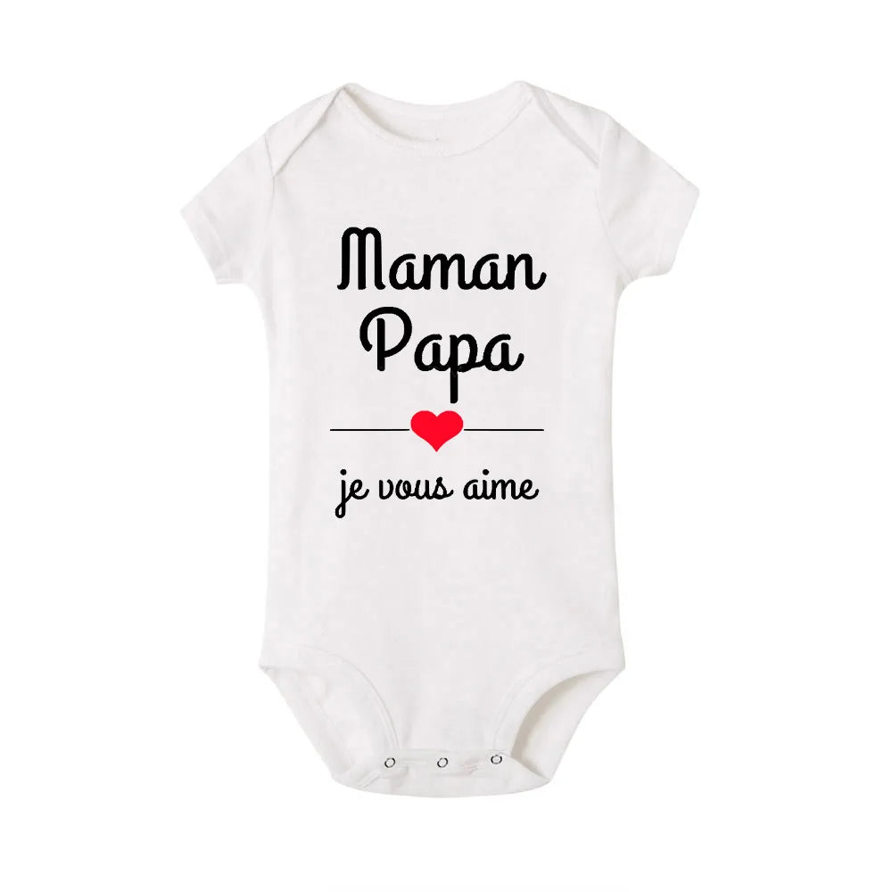 Body Bébé "Maman Papa Je Vous Aime" – Barboteuse à Message